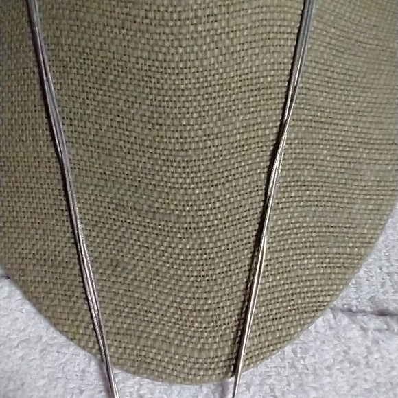 Lia Sophia silvertone crystal circles pendant triple snake chain necklace - Picture 2 of 5